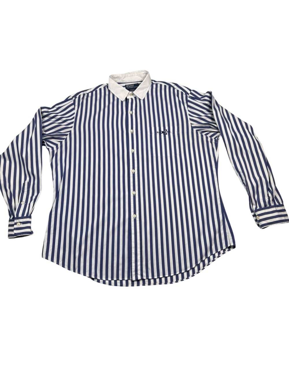 Polo Ralph Lauren Rhodes Custom Fit Striped Shirt 17.5 /XXL Rare RLPC Oars Log